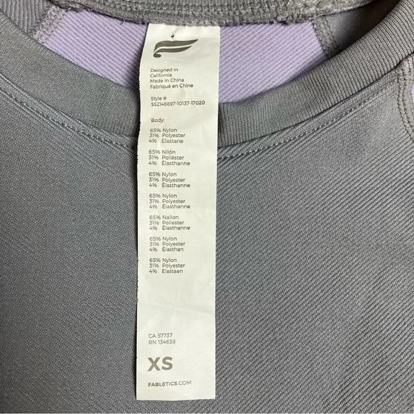 Fabletics Sofia Seamless Crop Top & Legging Frosted Lilac 2 Piece Workout Set XS - Picture 9 of 10
